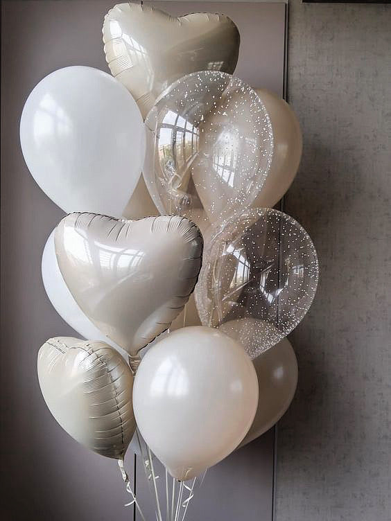 Powder Beige Heart Balloon Set