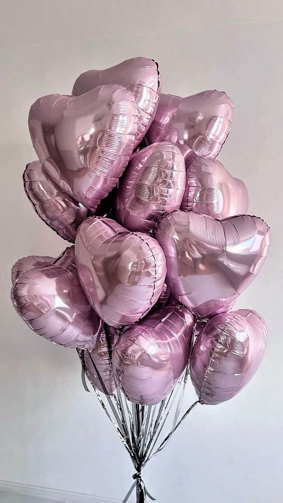 Pink Heart Balloon Bouquet - 10 hearts