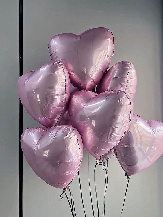Pink Heart Balloon Bouquet - 10 hearts