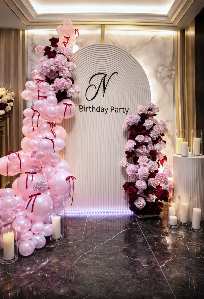Birthday Photo Zone - Flowers and Baloons
